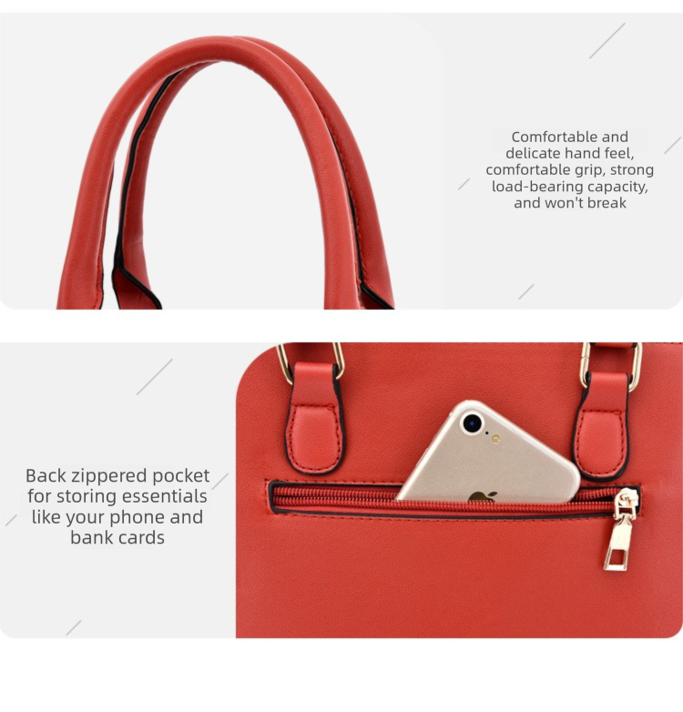 2 PCS Women's Handbag Set PU Leather Tote & Crossbody Purse Fashion Splicing Design Golden