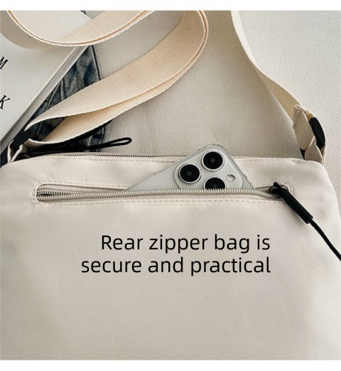 Casual Multi-Pocket Nylon Crossbody Bag Lightweight Shoulder Purse Waterproof Travel Messenger Bag Black