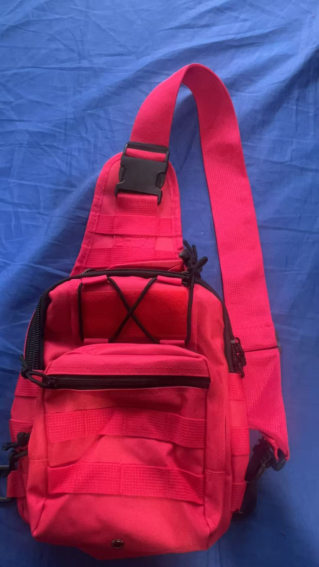 High Visibility Red Tactical Sling Bag 600D Waterproof Crossbody Backpack MOLLE First Aid EDC Pack for Cycling