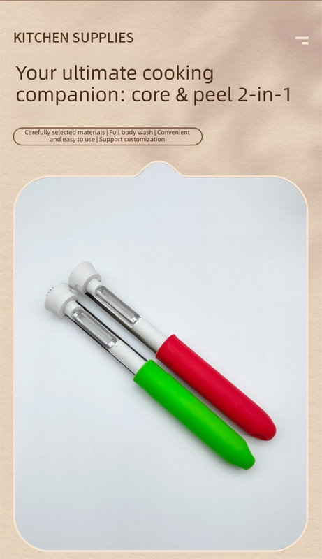 2-in-1 Apple Corer & Peeler Stainless Steel Fruit Prep Tool Kitchen Gadget Red