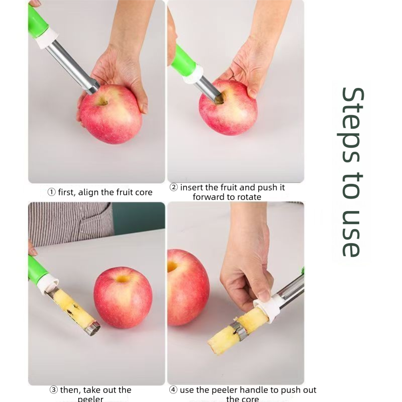 2 PCS 2-in-1 Apple Corer & Peeler Stainless Steel Fruit Prep Tool Red & Green Set Kitchen Gadget