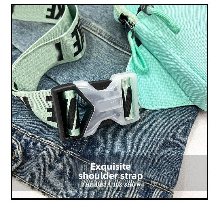 Unisex Mini Nylon Crossbody Sling Bag Chest Pouch Adjustable Wide Strap Lightweight Beige for Travel Sports & Festivals