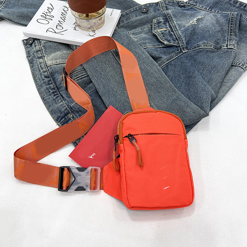 Unisex Mini Nylon Crossbody Sling Bag Chest Pouch Adjustable Wide Strap Lightweight Orange for Travel Sports &amp; Festivals