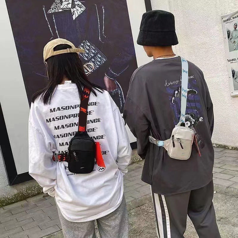 Unisex Mini Nylon Crossbody Sling Bag Chest Pouch Adjustable Wide Strap Lightweight Orange for Travel Sports & Festivals