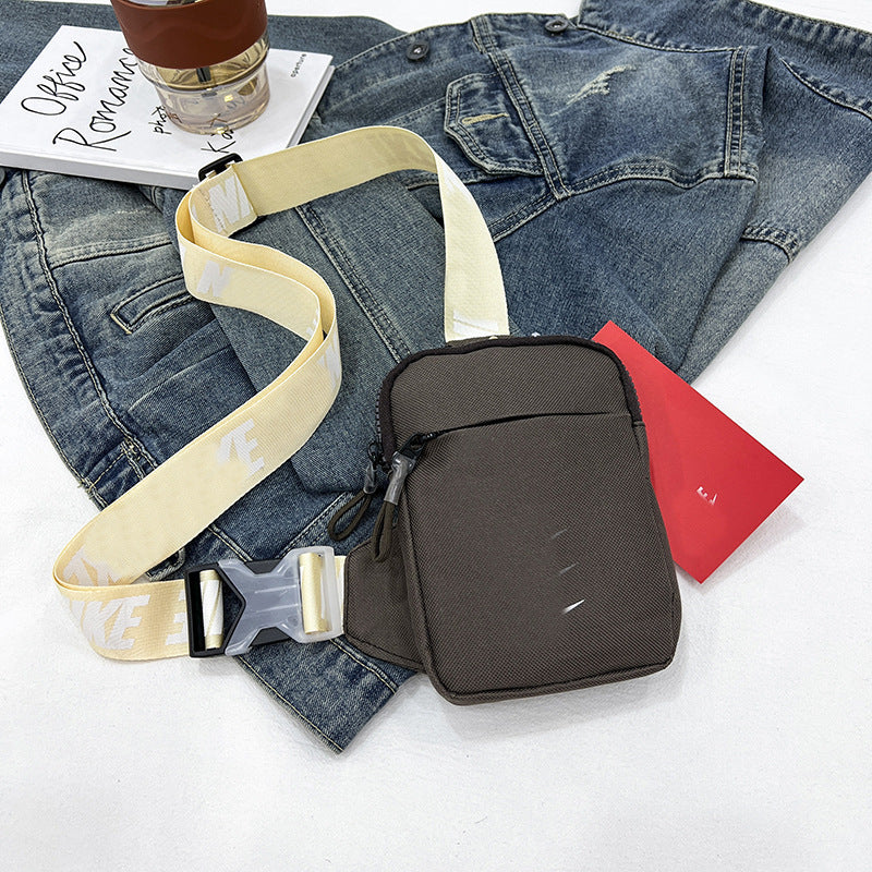 Unisex Mini Nylon Crossbody Sling Bag Chest Pouch Adjustable Wide Strap Lightweight Coffee for Travel Sports &amp; Festivals