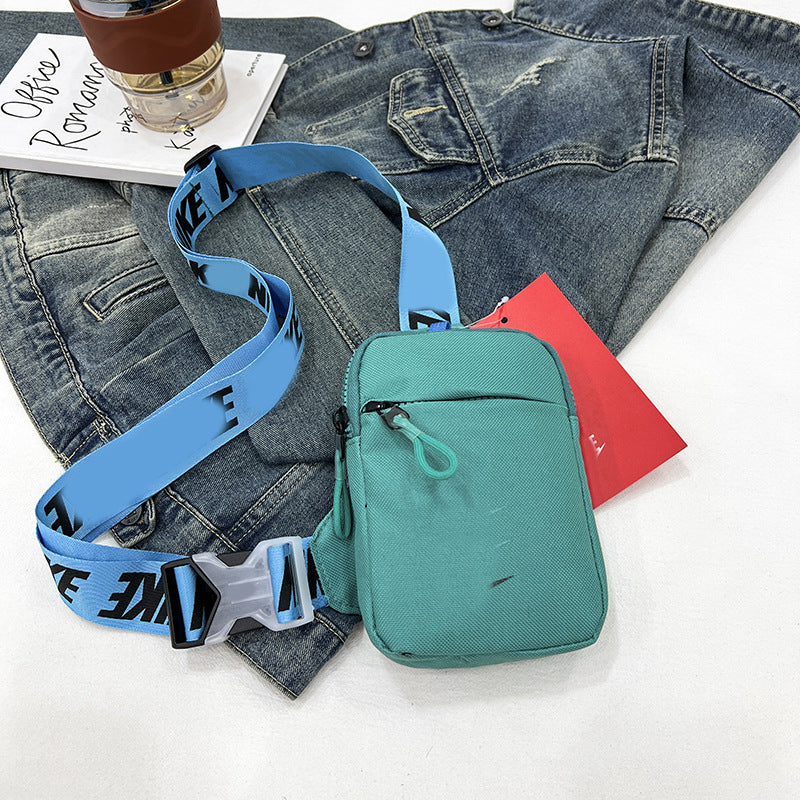 Unisex Mini Nylon Crossbody Sling Bag Chest Pouch Adjustable Wide Strap Lightweight Dark Green for Travel Sports &amp; Festivals