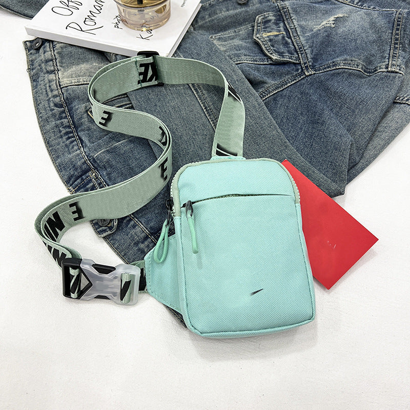 Unisex Mini Nylon Crossbody Sling Bag Chest Pouch Adjustable Wide Strap Lightweight Light Green for Travel Sports &amp; Festivals