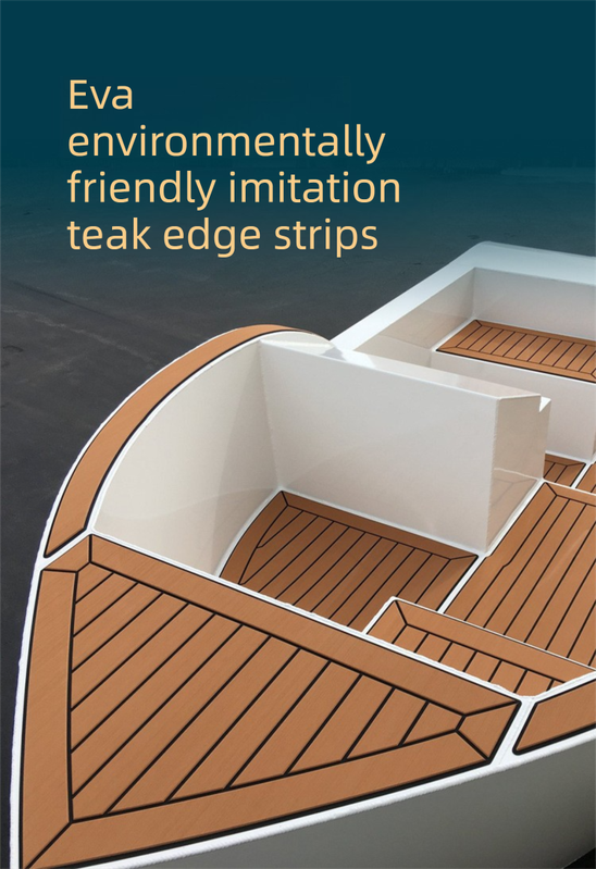 EVA Faux Teak Boat Flooring Border Trim Self Adhesive Marine Decking Strip Non Slip Foam Sheet for Yacht Caravan RV (Dark Brown & Black, 240cm x 5.7cm)