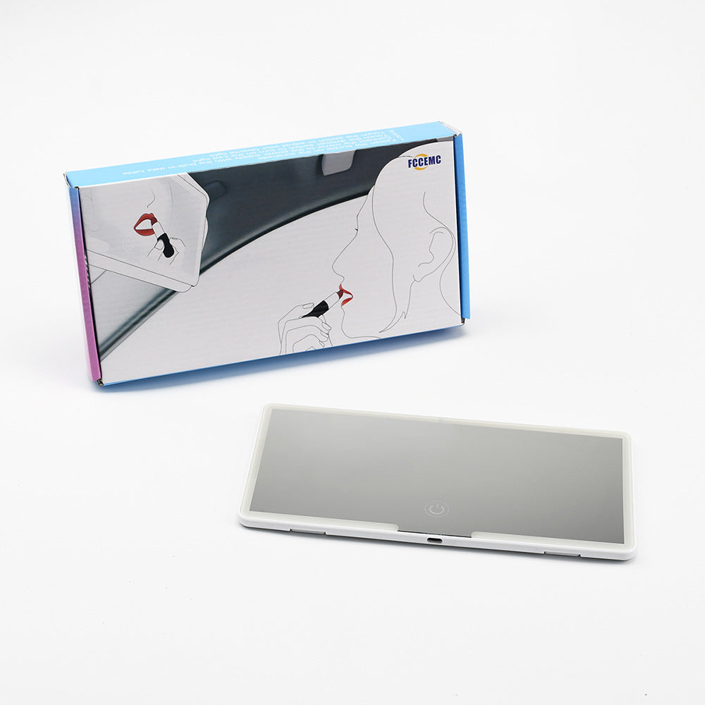 Car Visor Vanity Mirror with LED Lights Rechargeable Ultra-Thin Sun Visor Makeup Mirror 3 Light Modes Touch Control (White)