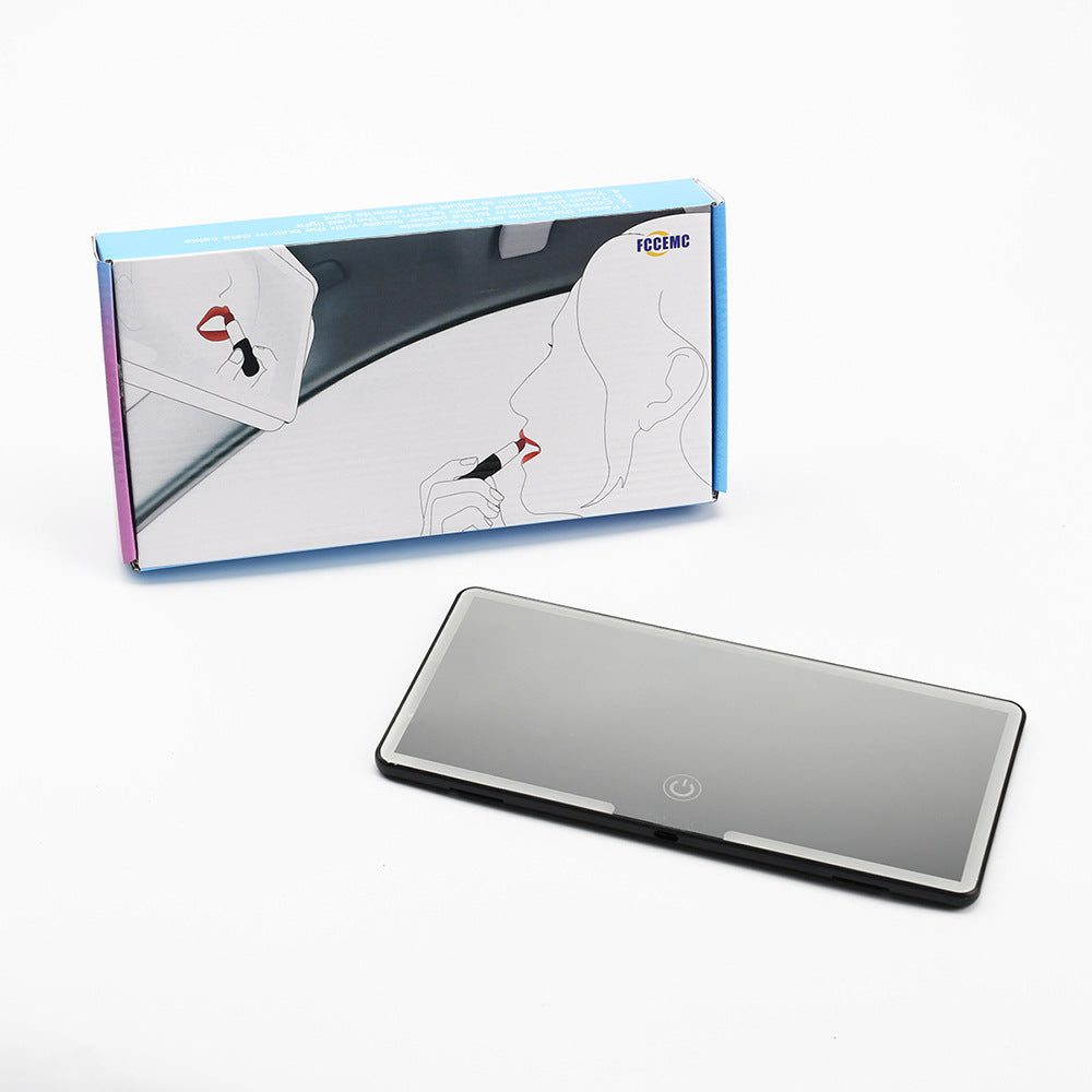 Car Visor Vanity Mirror with LED Lights Rechargeable Ultra-Thin Sun Visor Makeup Mirror 3 Light Modes Touch Control (Black)