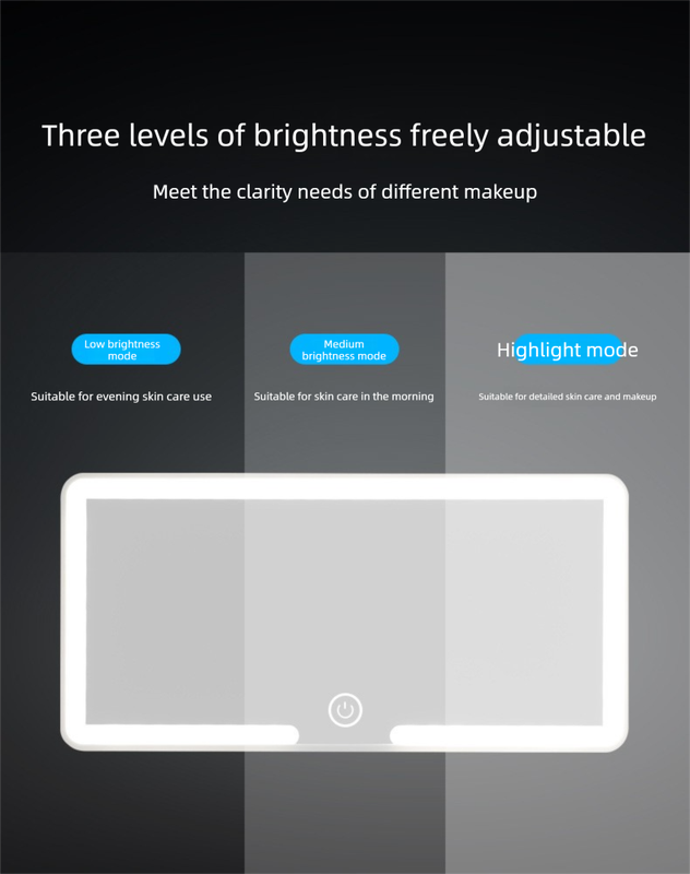 Car Visor Vanity Mirror with Dual Colour LED Lights Rechargeable Sun Visor Makeup Mirror Dimmable Dual Touch Control (Black)