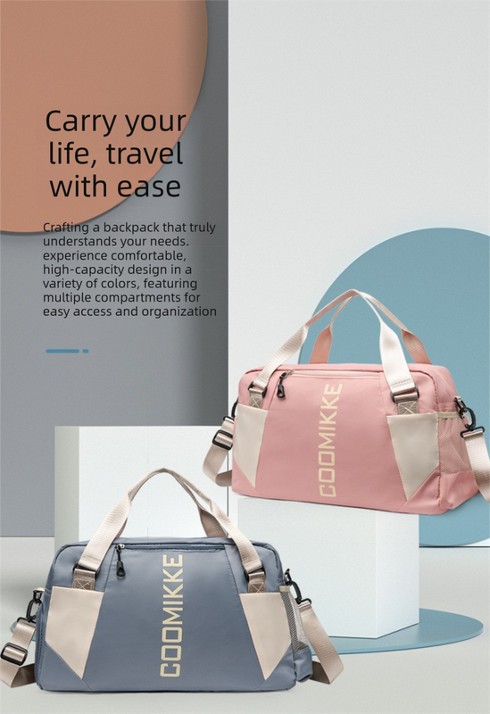 Large Travel Duffle Bag Gym Sports Weekender with Shoe Compartment Wet Pocket Lightweight Carry On Luggage Bag (Light Purple)