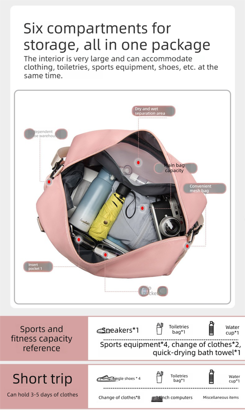 Large Travel Duffle Bag Gym Sports Weekender with Shoe Compartment Wet Pocket Lightweight Carry On Luggage Bag (Blue)