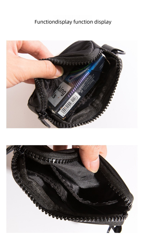 Small Nylon Coin Purse Zip Wallet Waterproof Mini Pouch Key Card Holder Lightweight EDC Organizer Denim Blue (12x9cm)