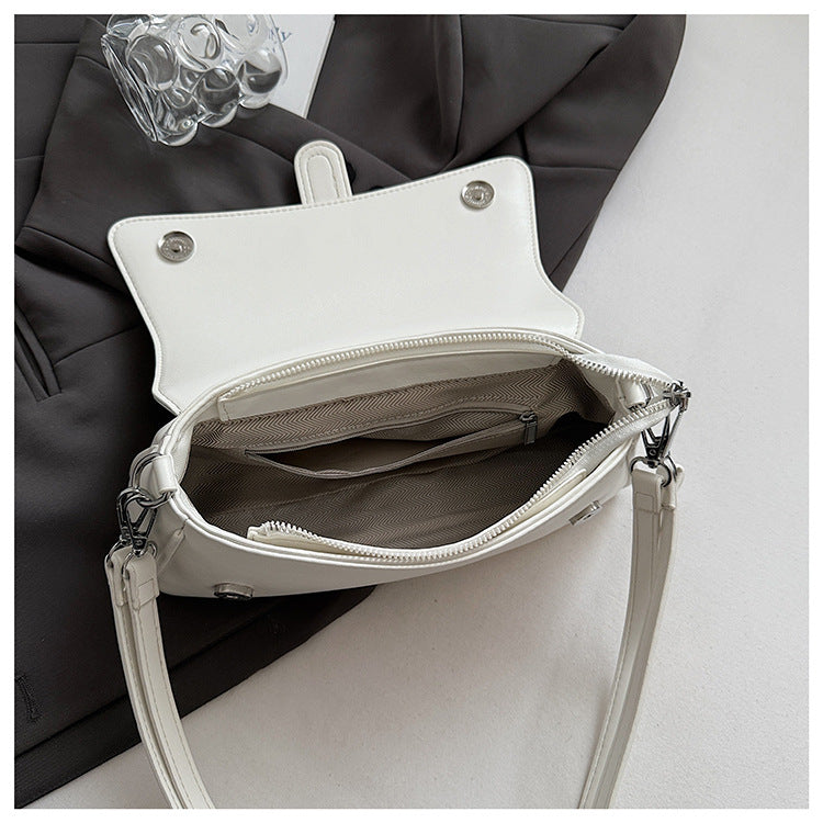 Womens Classic Baguette Shoulder Bag Soft PU Leather Underarm Purse with Adjustable Strap Crossbody Handbag Minimalist 90s Style Brown