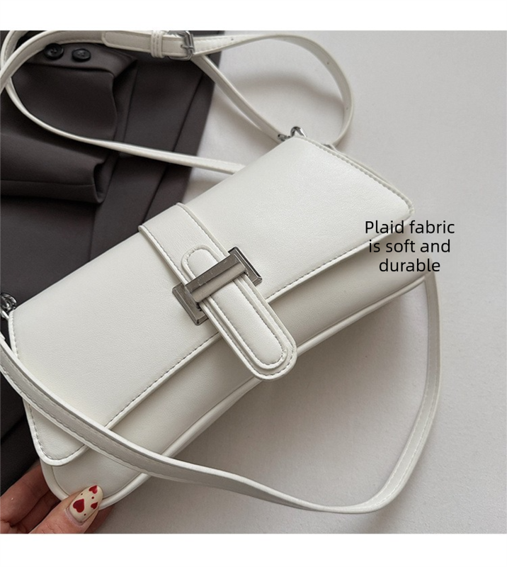 Womens Classic Baguette Shoulder Bag Soft PU Leather Underarm Purse with Adjustable Strap Crossbody Handbag Minimalist 90s Style Brown