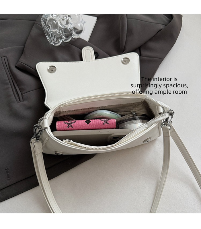 Womens Classic Baguette Shoulder Bag Soft PU Leather Underarm Purse with Adjustable Strap Crossbody Handbag Minimalist 90s Style Brown