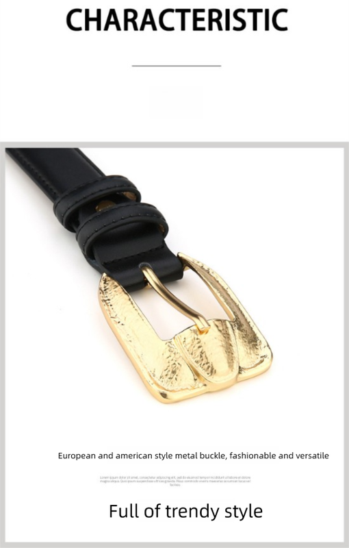 Womens Genuine Leather Belt Retro Gold Buckle Waist Belt for Jeans Dress Coat Fashion Split Cowhide Strap Caramel Color 105cm