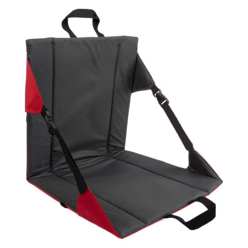 Portable Folding Stadium Seat Cushion with Back Support Lightweight Outdoor Chair for Camping Concerts Hiking Beach Bleachers Grey and Red