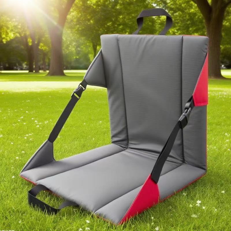 Portable Folding Stadium Seat Cushion with Back Support Lightweight Outdoor Chair for Camping Concerts Hiking Beach Bleachers Black