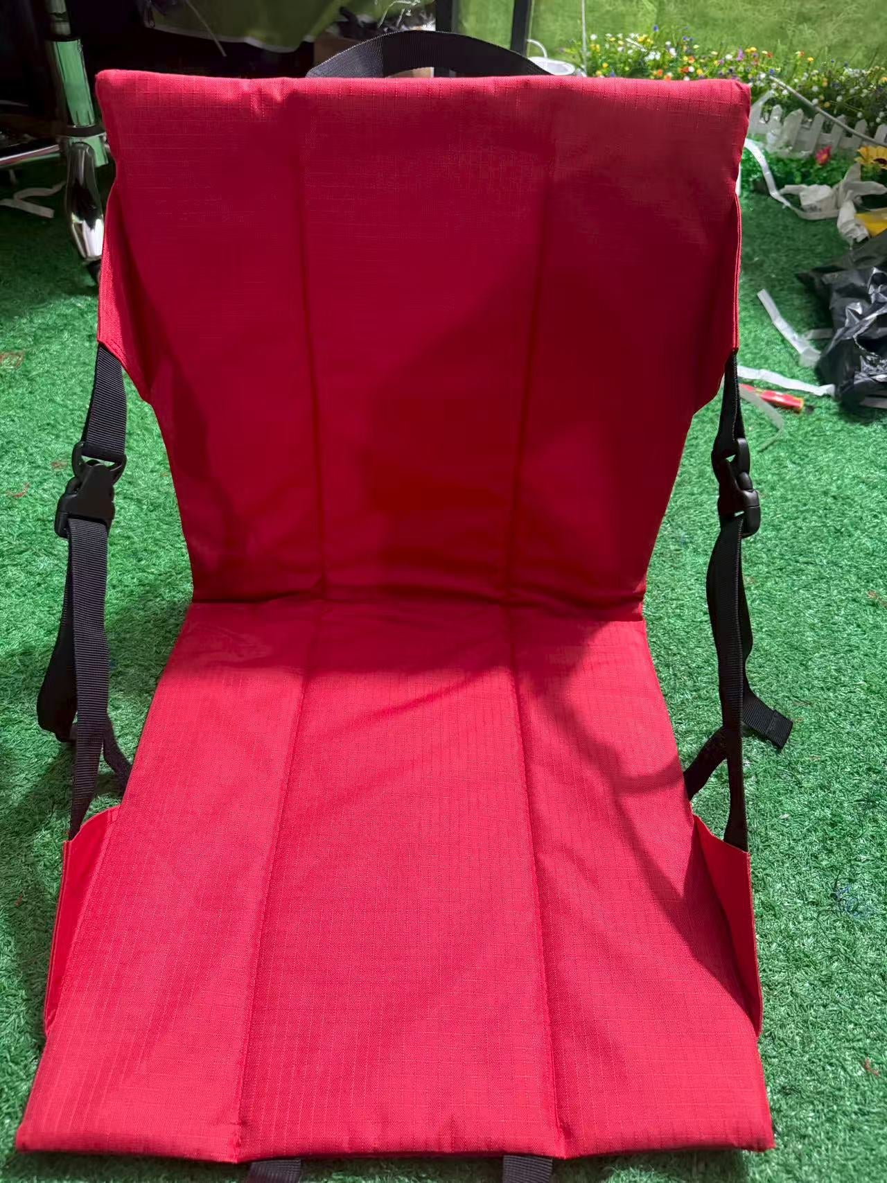 Portable Folding Stadium Seat Cushion with Back Support Lightweight Outdoor Chair for Camping Concerts Hiking Beach Bleachers Red