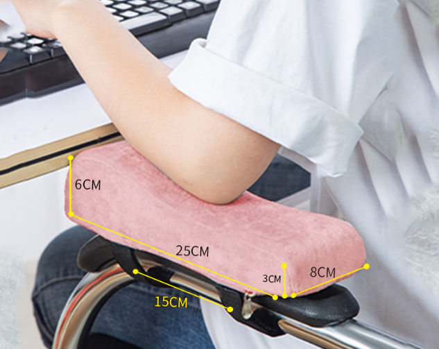 A pair of Ergonomic Chair Armrest Pads High Density Foam Elbow Support Cushion Pink Curved Design for Office &amp; Gaming Chairs Relief Pressure Non-Slip Cover