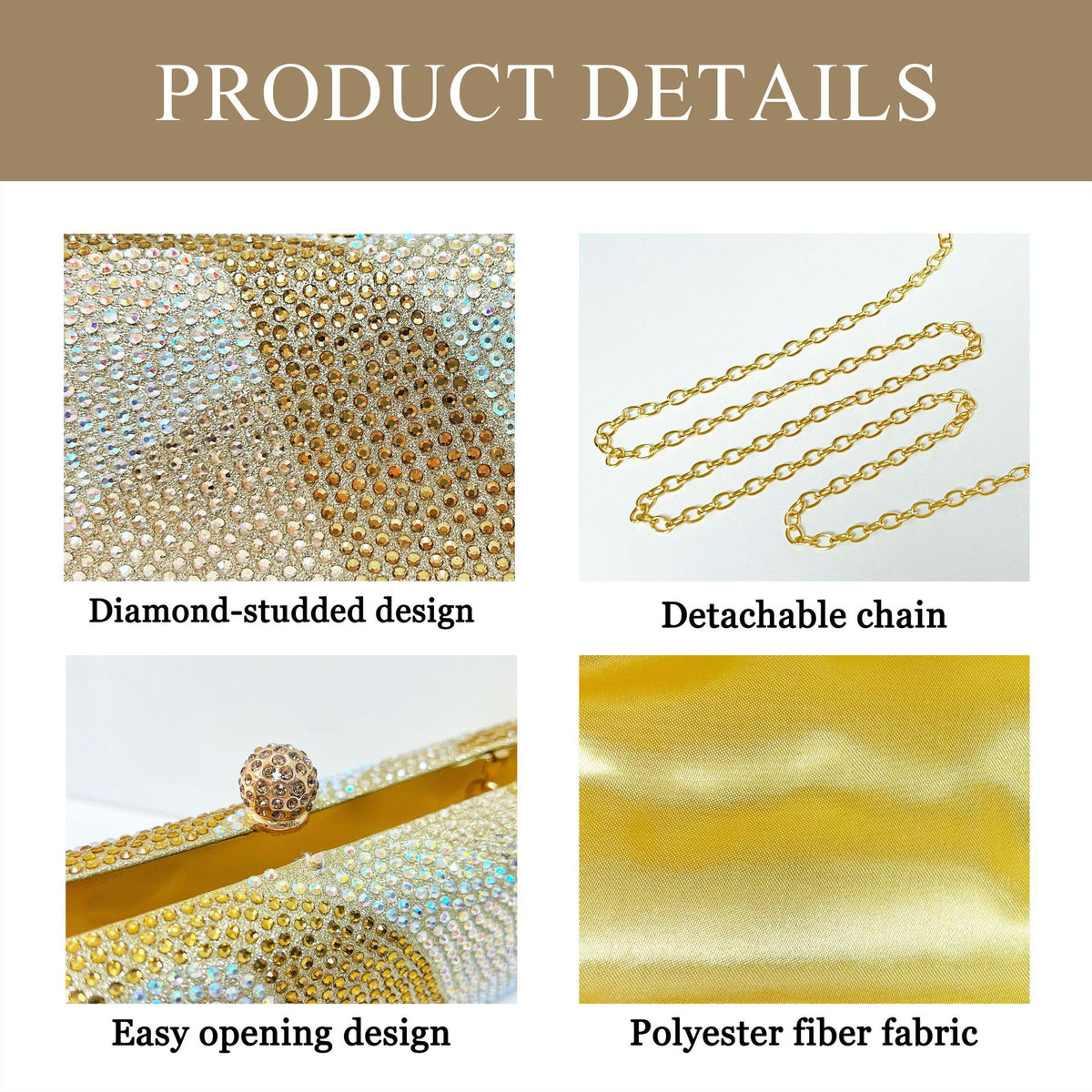 Luxury Rose Red Crystal Evening Clutch Bag Gradient Rhinestone Hard Case Purse with Detachable Chain for Wedding Prom Cocktail Party Fits Smartphone