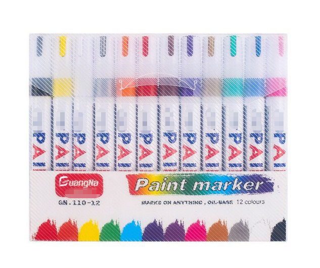 12 Colour Oil Based Paint Marker Pens Set 3.0mm Medium Tip Waterproof Permanent Ink for Rock Painting Metal Glass Rubber Tyres Wood DIY Art