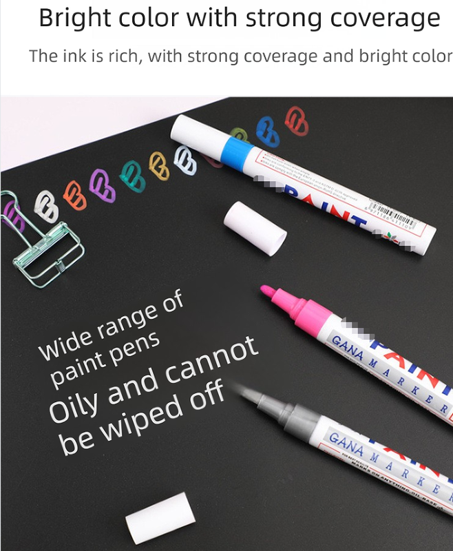 12 Colour Oil Based Paint Marker Pens Set 3.0mm Medium Tip Waterproof Permanent Ink for Rock Painting Metal Glass Rubber Tyres Wood DIY Art