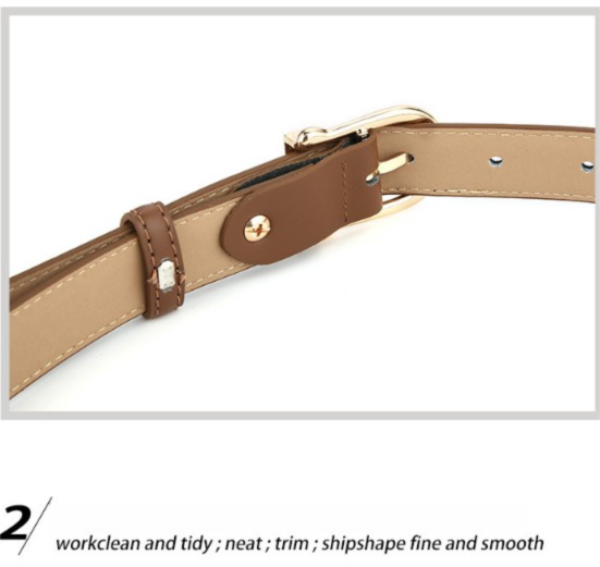 Women's Genuine Leather Thin Belt 2.3cm Width Minimalist Gold D-Shaped Buckle Casual Waist Strap for Jeans Dresses Black 105cm