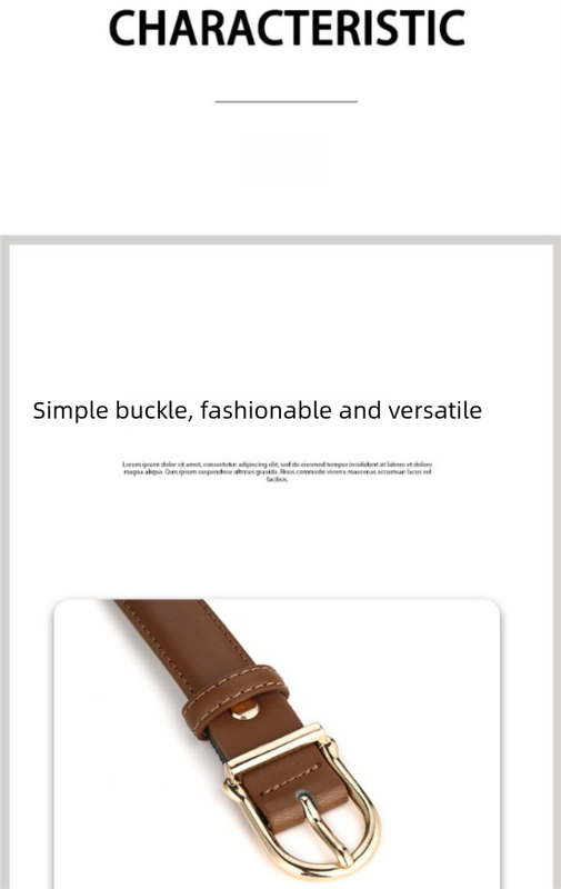 Women's Genuine Leather Thin Belt 2.3cm Width Minimalist Gold D-Shaped Buckle Casual Waist Strap for Jeans Dresses Caramel Color 105cm