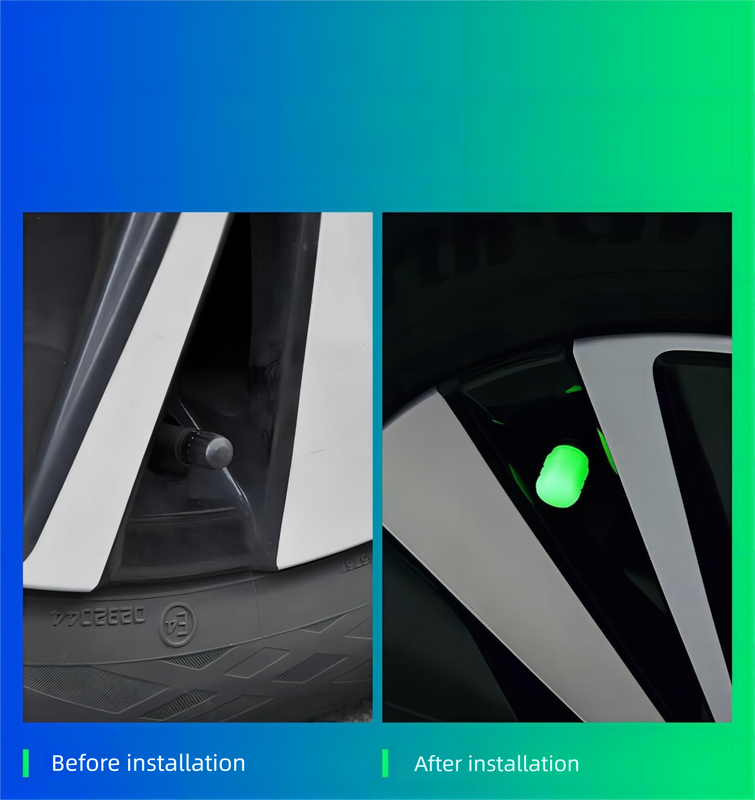 2 Packs of 4 Pink Luminous Tyre Valve Caps Glow in The Dark Universal Wheel Air Dust Covers for Cars Bikes Motorcycles Scooters One-Piece Design