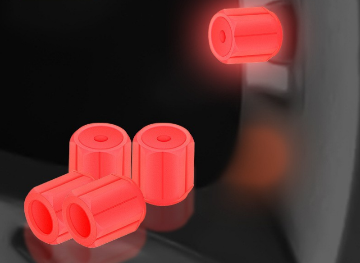 2 Packs of 4 Red Luminous Tyre Valve Caps Glow in The Dark Universal Wheel Air Dust Covers for Cars Bikes Motorcycles Scooters One-Piece Design
