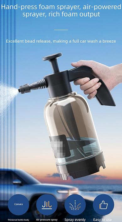 Black 2L Handheld Car Wash Foam Sprayer Pump Action Pressure Cannon with 2 Nozzles for Auto Detailing and Garden Watering Heavy Duty 55 Degree Fan Spray