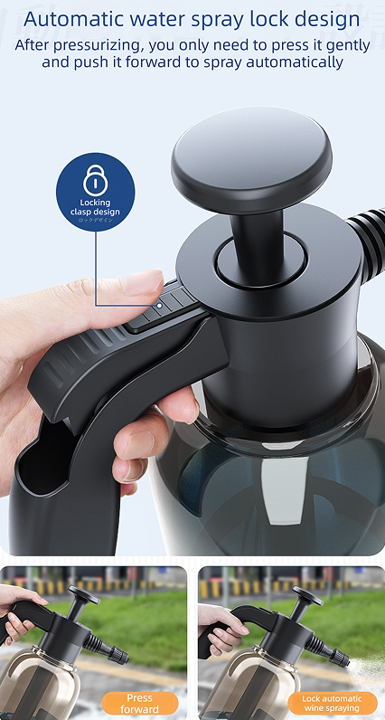 Black 2L Handheld Car Wash Foam Sprayer Pump Action Pressure Cannon with 2 Nozzles for Auto Detailing and Garden Watering Heavy Duty 55 Degree Fan Spray