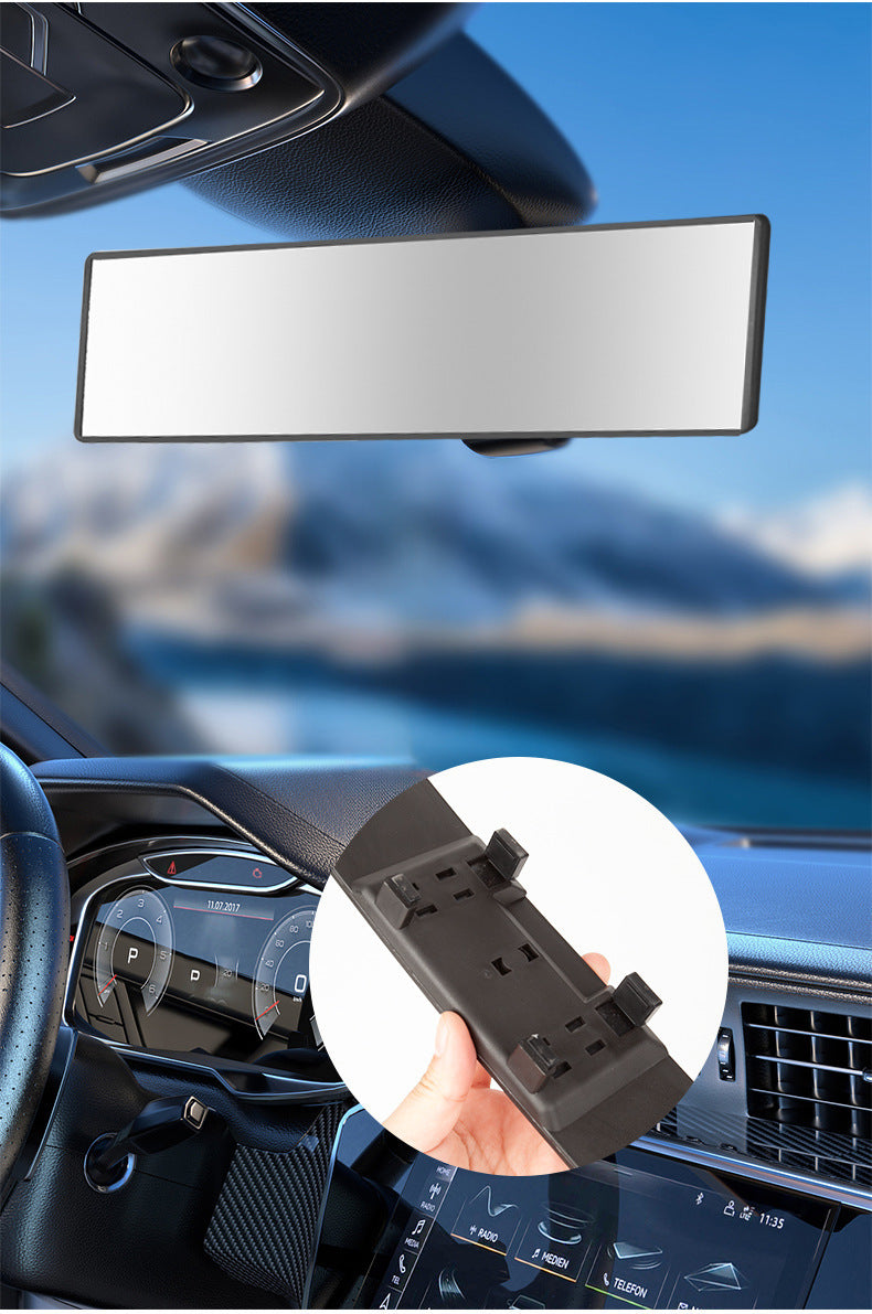 Panoramic Rear View Mirror Car Wide Angle Convex Curve Mirror Anti-Glare Universal Clip-On Interior Rearview Mirror 28.5cm Large Field of Vision