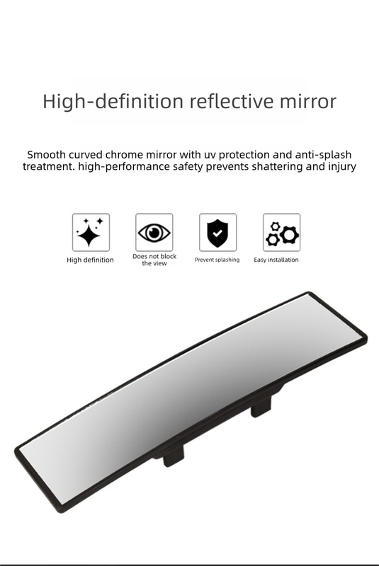 Panoramic Rear View Mirror Car Wide Angle Convex Curve Mirror Anti-Glare Universal Clip-On Interior Rearview Mirror 28.5cm Large Field of Vision