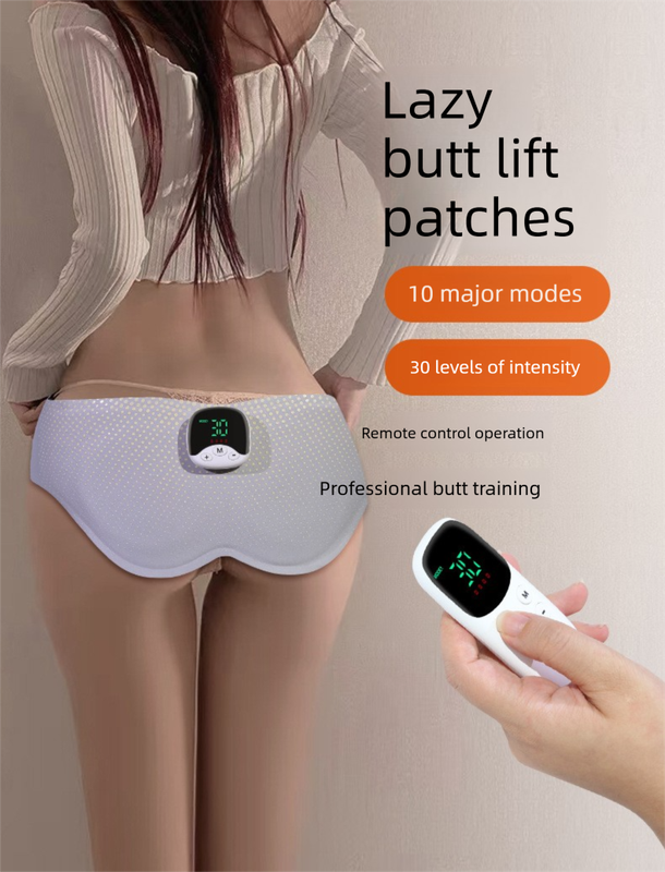 Electric Hip Trainer EMS Muscle Stimulator Buttock Lifting Belt with Remote Control 10 Modes 30 Intensity Levels Rechargeable Home Gym Workout