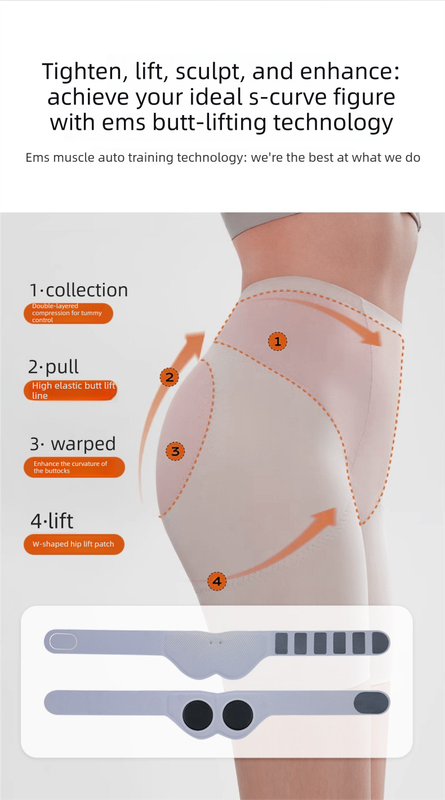 Electric Hip Trainer EMS Muscle Stimulator Buttock Lifting Belt with Remote Control 10 Modes 30 Intensity Levels Rechargeable Home Gym Workout