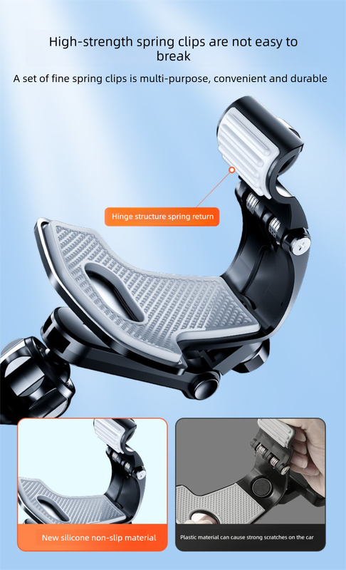 Universal Dashboard Car Phone Holder 360° Rotating Clip Mount HUD Design Anti-Slip Cradle for 4-7.2 Inch Smartphones GPS Navigation