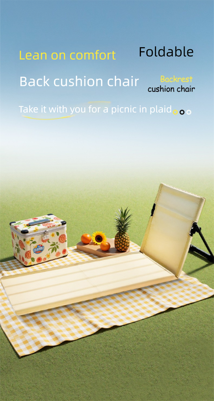 Portable Folding Ground Chair with Back Support Lightweight 500g Padded Stadium Seat Beach Mat for Camping Picnics Festivals - Black