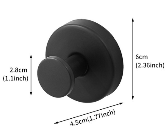 Heavy Duty Stainless Steel Suction Cup Hook Vacuum Wall Hanger Brushed Black No Drill Towel Holder for Bathroom Kitchen & Shower - Waterproof