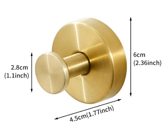 Heavy Duty Stainless Steel Suction Cup Hook Vacuum Wall Hanger Brushed Gold No Drill Towel Holder for Bathroom Kitchen & Shower - Waterproof
