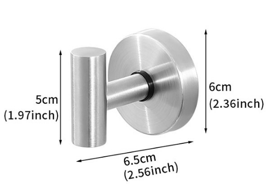 Matte Silver T-Bar Suction Cup Hook Stainless Steel Vacuum Wall Hanger No Drill Robe Towel Holder for Bathroom Kitchen - Heavy Duty