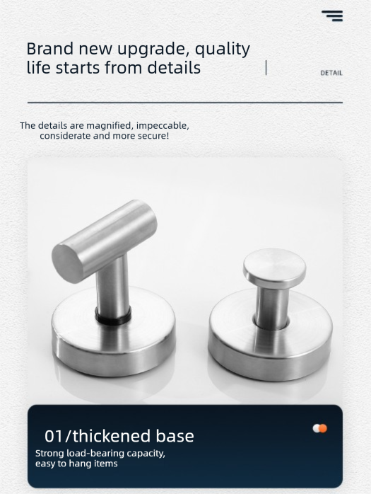 Matte Silver T-Bar Suction Cup Hook Stainless Steel Vacuum Wall Hanger No Drill Robe Towel Holder for Bathroom Kitchen - Heavy Duty