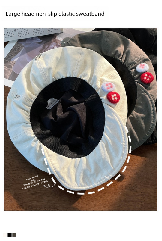 Women's Grey Newsboy Cap UPF50+ Sun Protection Cotton Blend Octagonal Beret Hat - Adjustable Breathable Baker Boy Style with Cute Button Detail