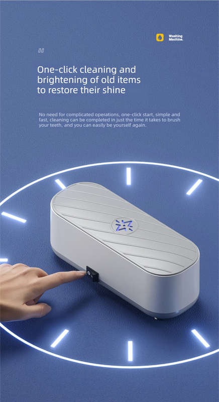 Portable Sonic Vibration Jewellery & Glasses Cleaner Machine - Rechargeable High Frequency Washing Box with UV Light for Watches, Makeup Brushes & Dentures (White)