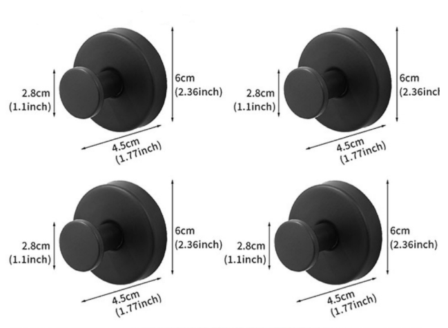 4-Pack Heavy Duty Vacuum Suction Cup Hooks Matte Black - Stainless Steel No-Drill Wall Hangers for Bathroom, Shower &amp; Kitchen (Waterproof)