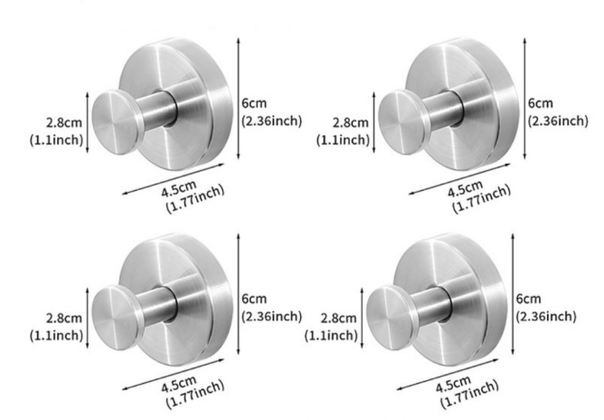 4-Pack Brushed Silver Stainless Steel Suction Cup Hooks - Heavy Duty Vacuum No-Drill Wall Hangers for Bathroom, Shower & Kitchen (Waterproof & Rustproof)