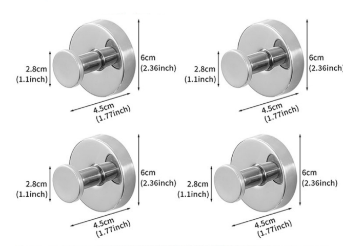 4-Pack Polished Stainless Steel Suction Cup Hooks - Heavy Duty Mirror Chrome Finish No-Drill Wall Hangers for Bathroom, Shower &amp; Glass Doors (Waterproof)